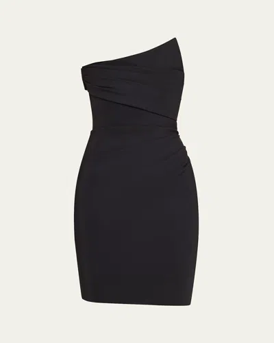 Chiara Boni La Petite Robe Mito Strapless Pleated Jersey Mini Dress In Black