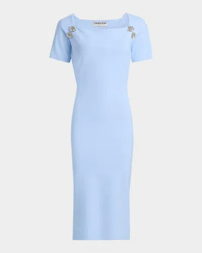 Chiara Boni La Petite Robe Molai Crystal-embellished Midi Sheath Dress In Blue