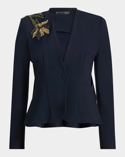 Chiara Boni La Petite Robe Momby Floral Embellished Blazer In 342 Dark M