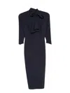 Chiara Boni La Petite Robe Neck-tie Midi Dress In Blue