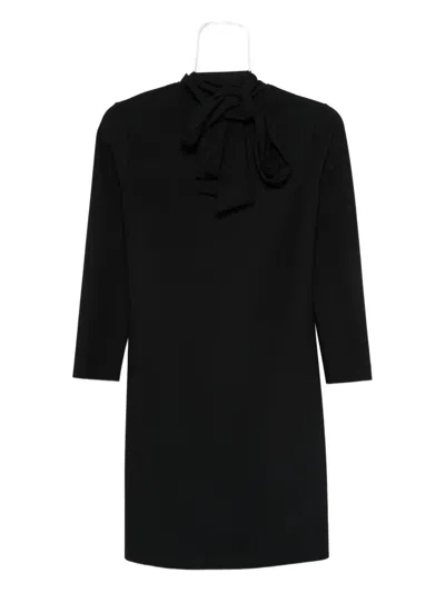 Chiara Boni La Petite Robe Neck-tie Three-quarter Sleeve Dress In Black