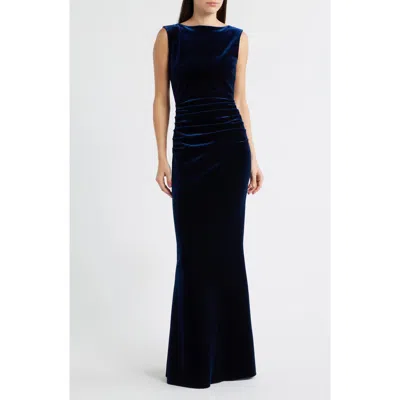 Chiara Boni La Petite Robe Nima Embellished Velvet Gown In Blue