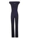 Chiara Boni La Petite Robe Off-shoulder Side-pocket Jumpsuit In Blue