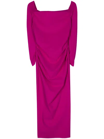 Chiara Boni La Petite Robe Off-shoulders Pencil Midi Dress In Purple