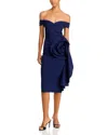 Chiara Boni La Petite Robe Off-the-shoulder Cocktail Dress In Navy