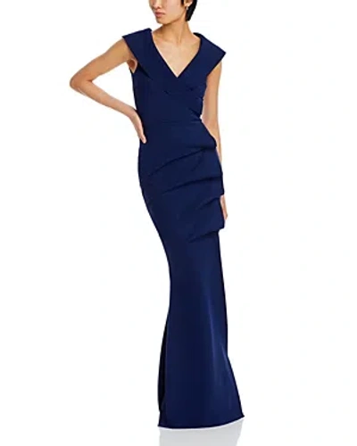 Chiara Boni La Petite Robe Off The Shoulder Maxi Dress In Blue