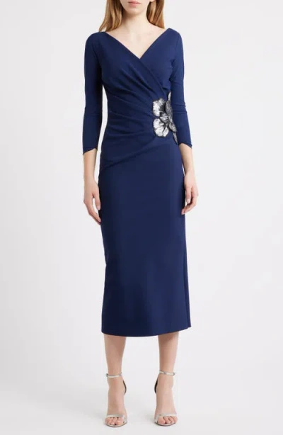 Chiara Boni La Petite Robe Onori Sequin Appliqué Knit Midi Dress In Blue