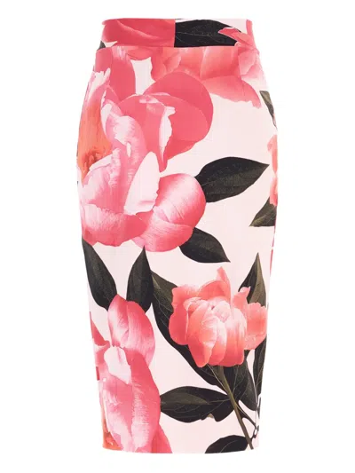 Chiara Boni La Petite Robe Peony-print Midi Skirt In Pink