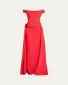 Chiara Boni La Petite Robe Radisvi Draped Off-shoulder Gown In Red Passion