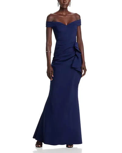 Chiara Boni La Petite Robe Radoslava Off The Shoulder Bodycon Gown In Blue