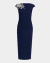 Chiara Boni La Petite Robe Hesup Embellished Cap Sleeve Dress In Blue
