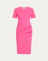 Chiara Boni La Petite Robe Rippled Jersey Midi Sheath Dress In Spicy Pink