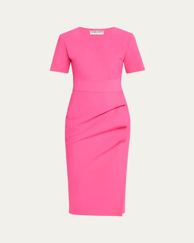 Chiara Boni La Petite Robe Rippled Jersey Midi Sheath Dress In Spicy Pink