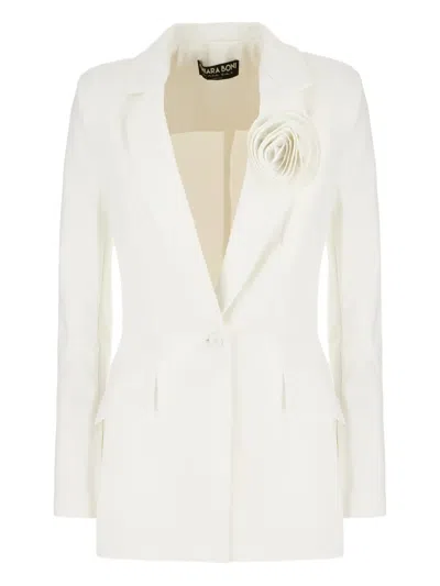 Chiara Boni La Petite Robe Rose-applique Single-breasted Blazer In Neutral