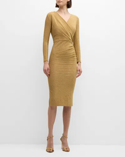 Chiara Boni La Petite Robe Ruched Bodycon Shimmer Dress In Gold