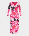 Chiara Boni La Petite Robe Ruched Floral-print Bodycon Midi Dress In Pink