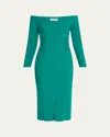 Chiara Boni La Petite Robe Ruched Off-shoulder Bodycon Midi Dress In Pure Green