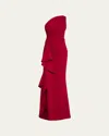 Chiara Boni La Petite Robe Ruched One-shoulder Ruffle Gown In Garnet