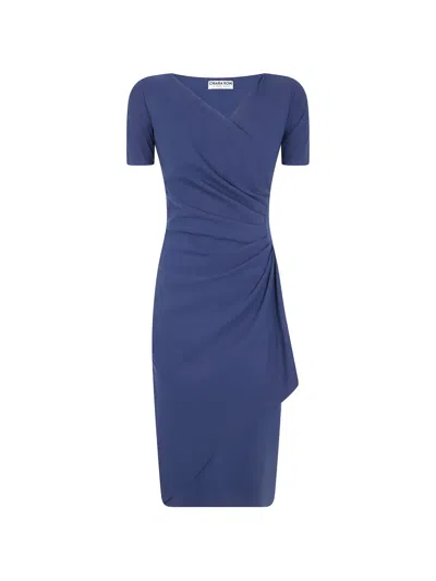 Chiara Boni La Petite Robe Ruched Wrap-design Midi Dress In Blue