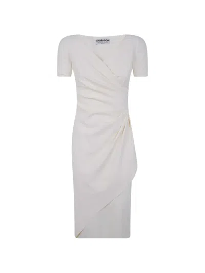 Chiara Boni La Petite Robe Ruched Wrap-design Midi Dress In White