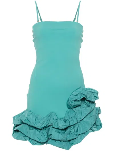 Chiara Boni La Petite Robe Ruffle-detail Jersey Mini Dress In Green