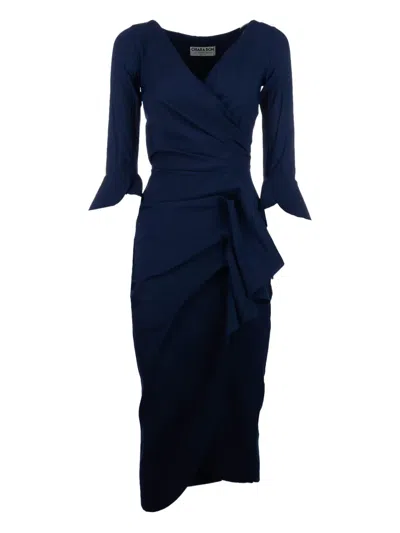 Chiara Boni La Petite Robe Ruffle-detail Midi Dress In Midnight Blue
