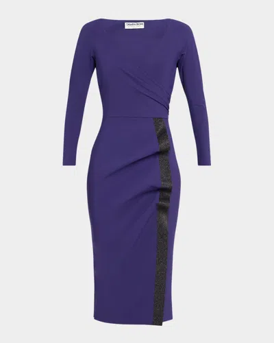 Chiara Boni La Petite Robe Ruffle Glitter-trim Bodycon Midi Dress In Black