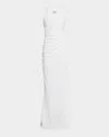 Chiara Boni La Petite Robe Ryosei Deep V-neck Sequin Column Gown In White