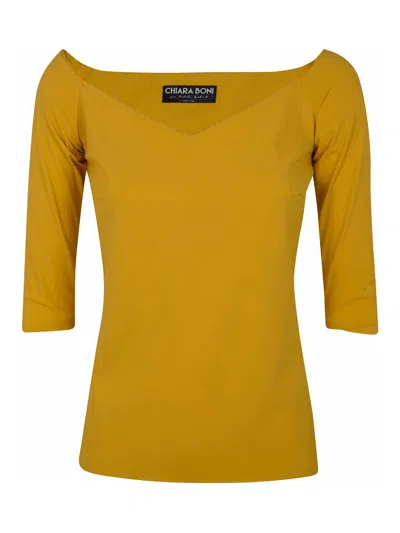 Chiara Boni La Petite Robe Saffron/l Top Jersey In Metallic