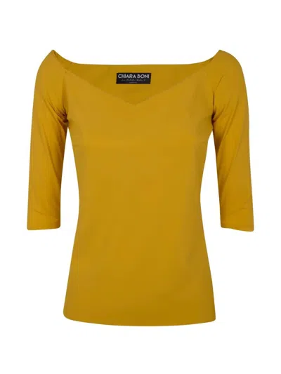 Chiara Boni La Petite Robe "saffron/l" Top Jersey In Yellow