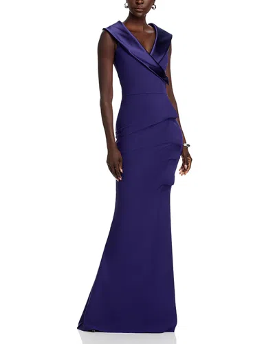 Chiara Boni La Petite Robe Satin Collar Gown In Blue