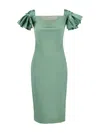 Chiara Boni La Petite Robe Satin-ruffle Midi Dress In Green