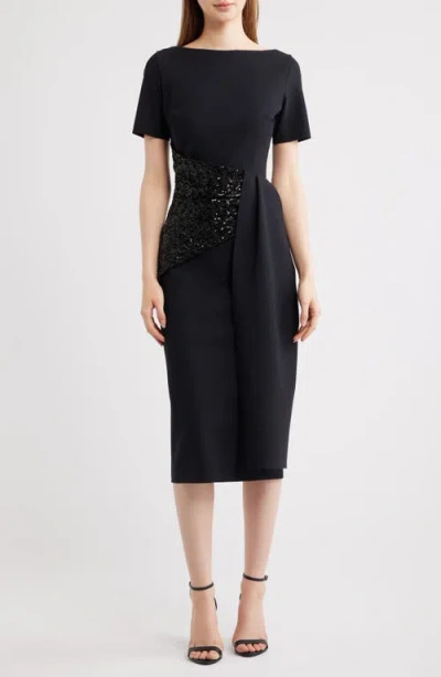 Chiara Boni La Petite Robe Sedva Sequin Cocktail Dress In Black