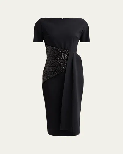Chiara Boni La Petite Robe Sedva Sequin-embellished Sheath Midi Dress In Black