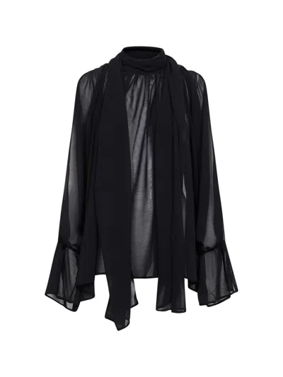 Chiara Boni La Petite Robe Semi-sheer Blouse In Black
