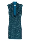 Chiara Boni La Petite Robe Sequinned Cowl-neck Dress In Blue