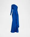 Chiara Boni La Petite Robe Serina One-shoulder Draped Jersey Gown In Blue