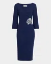 Chiara Boni La Petite Robe Shusui Bodycon Sequin Applique Midi Dress In Blu Notte