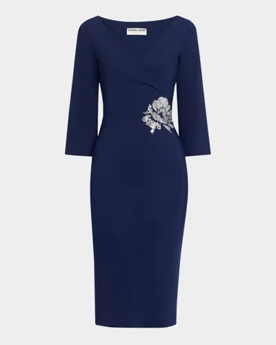 Chiara Boni La Petite Robe Shusui Bodycon Sequin Applique Midi Dress In Blu Notte