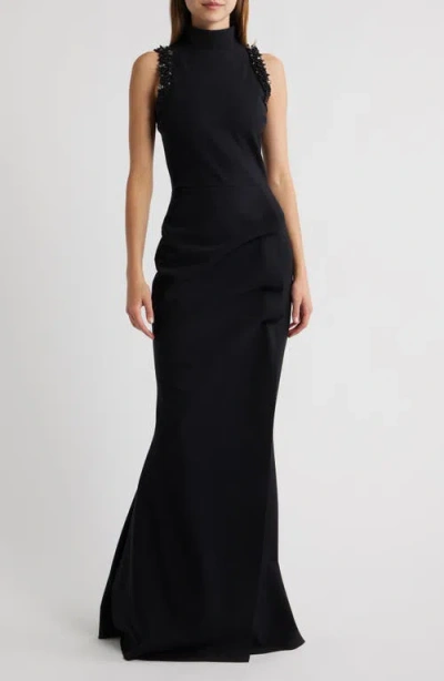 Chiara Boni La Petite Robe Siman Bead Detail Sleeveless Mermaid Gown In Black