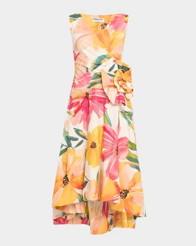 Chiara Boni La Petite Robe Sleeveless High-low Rosette Midi Dress In Amour