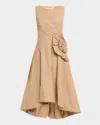 Chiara Boni La Petite Robe Sleeveless High-low Rosette Midi Dress In Neutral