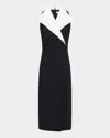 Chiara Boni La Petite Robe Sleeveless Pleated Two-tone Midi Dress