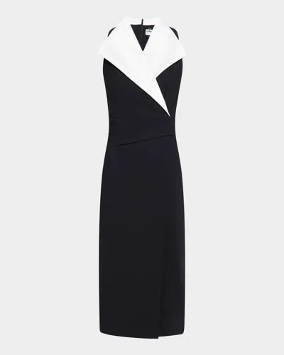 Chiara Boni La Petite Robe Sleeveless Pleated Two-tone Midi Dress