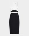 Chiara Boni La Petite Robe Sleeveless Satin & Jersey Bodycon Dress In Multi