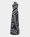 Chiara Boni La Petite Robe Sleeveless Striped Halter Gown
