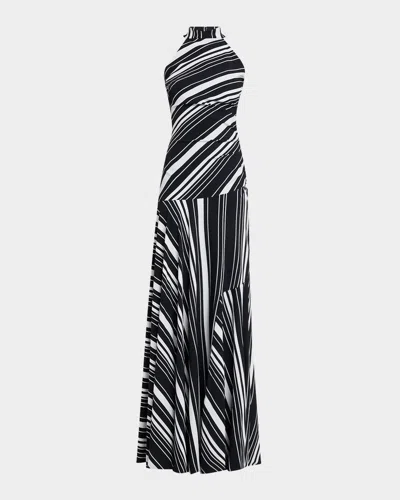 Chiara Boni La Petite Robe Sleeveless Striped Halter Gown