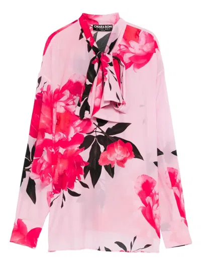 Chiara Boni La Petite Robe Sofi Floral-print Tie-neck Top In Multi
