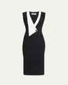 Chiara Boni La Petite Robe Sorai Deep V-neck Sheath Dress In Blackwhite