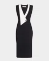 Chiara Boni La Petite Robe Sorai Deep V-neck Sheath Dress In Blackwhite